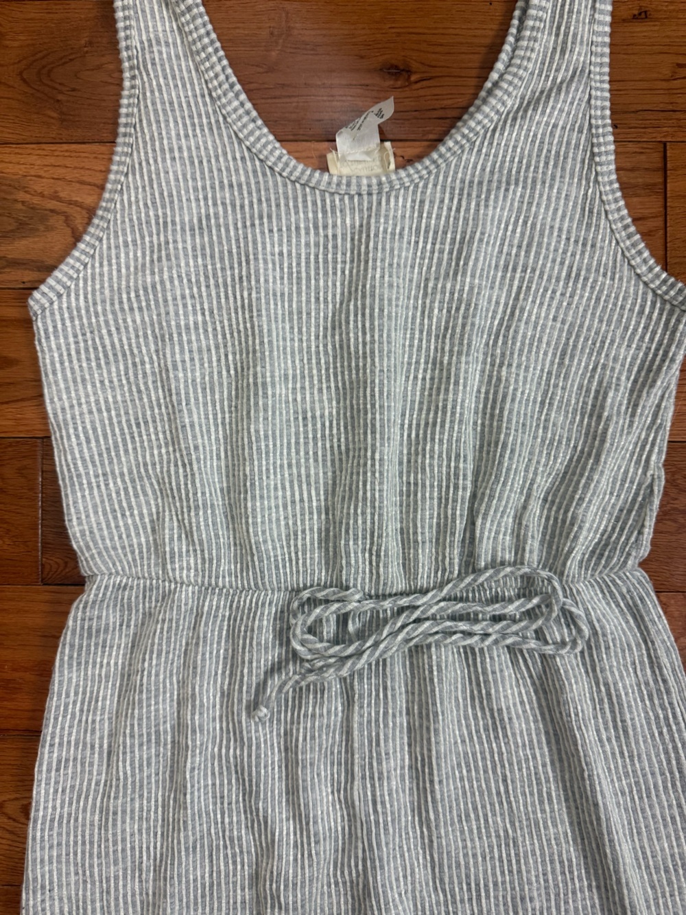 Caution to the Wind Grey/White Striped Lightweight Sleeveless Jumpsuit - Picture 2 of 6